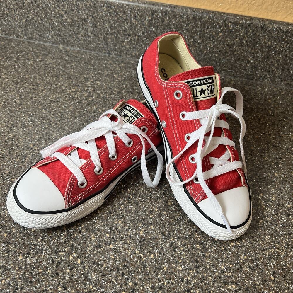 Converse All Star Kids Youth 2 Red Canvas Low Top Lace Up Comfort Casual Sneaker